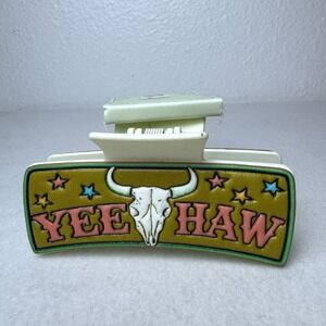 New Yeehaw Hair Claw Clip Yee Haw Western Rodeo Cowgirl Accessory Icon Cow Skull
